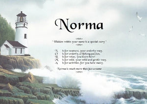 Acrostic name turn into poem, Lighthouse, Norma , Lighthouse themes, personalized-unique-gifts, personalized gifts