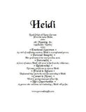 name meaning by email, Name meaning gift, Heidi gift, Personalized-Unique-Gifts.com