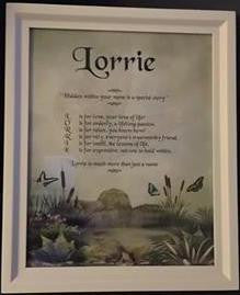 Name poem, letter name, Lorrie, poem into a name