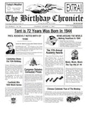 Headline News, Person Name is in headline, year of birth is in headline, Birthday Chronicle, personalized gifts, personalize gifts, personalized-unique-gifts