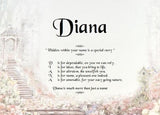 Acrostic name turn into poem, Diana, Cottage background, Name Poem gifts, Poem Name with Diana, personalized unique gifts