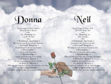 Two names together with meaning, Names of Donna and Neil together With background called Hand Rose 3, couples Name gift, Personalized Unique Gifts