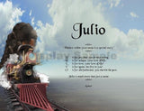 Acrostic poem, Julio, Acrostic poem  with Train, Name Poem gifts, Acrostic poem  background, personalized unique gifts, personalized gifts