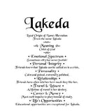 Lakeda, first name meaning, Order by email, name gift, gift by email, personalized-unique-gifts, personalized gifts, personalize gifts