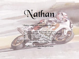 Personalized Acrostic poem for kids, Nathan name turn into poem, Motorcycle race, personalized gifts, personalized unique gifts