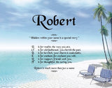 Acrostic name turn into poem, On beach relax add two seat, Robert, Name turn into poem, personalized unique gifts, personalized gifts