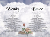 Two names together with meaning, Names of Wendy and Bruce together With background called Hand Rose 4, couples Name gift, Personalized Unique Gifts
